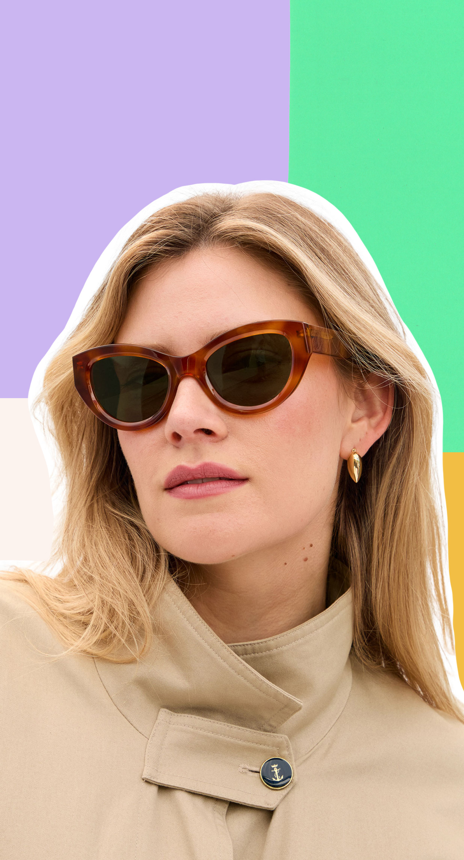 Model wearing Clare V. Sunglasses.
