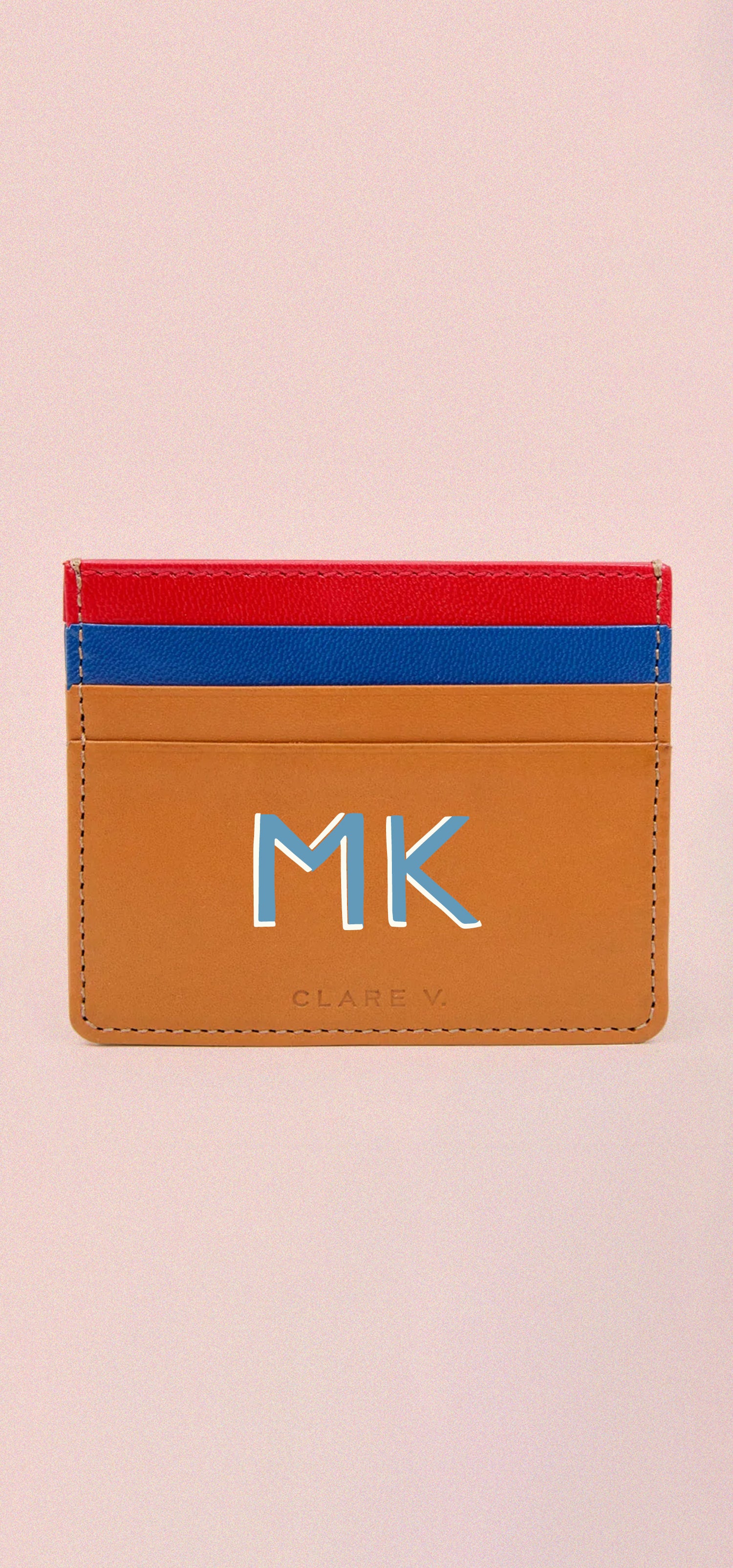 Cuoio Multi Adam's Card Case with handpainted monogram.