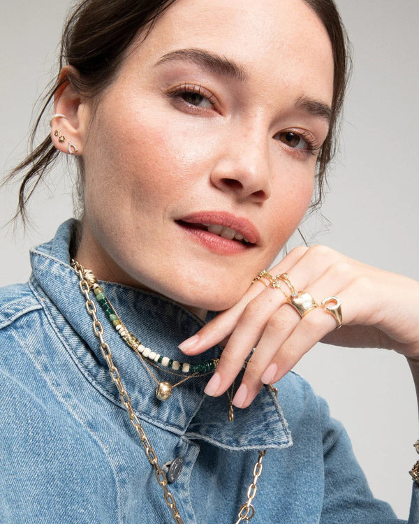 model wearing the Adina Reyter Pavé Wishbone Posts