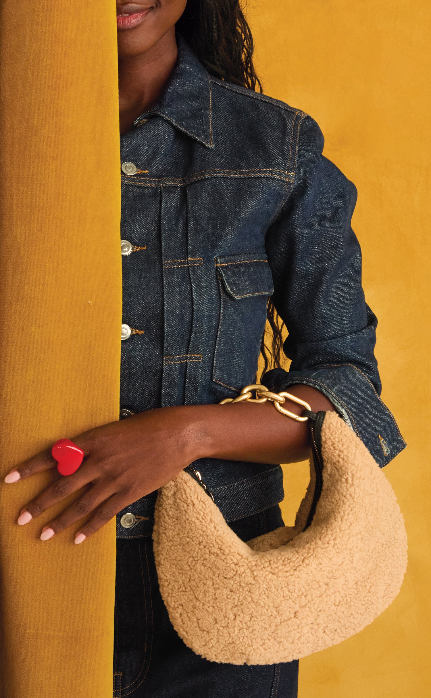 Shearling Lune with Top Handle Bébé.