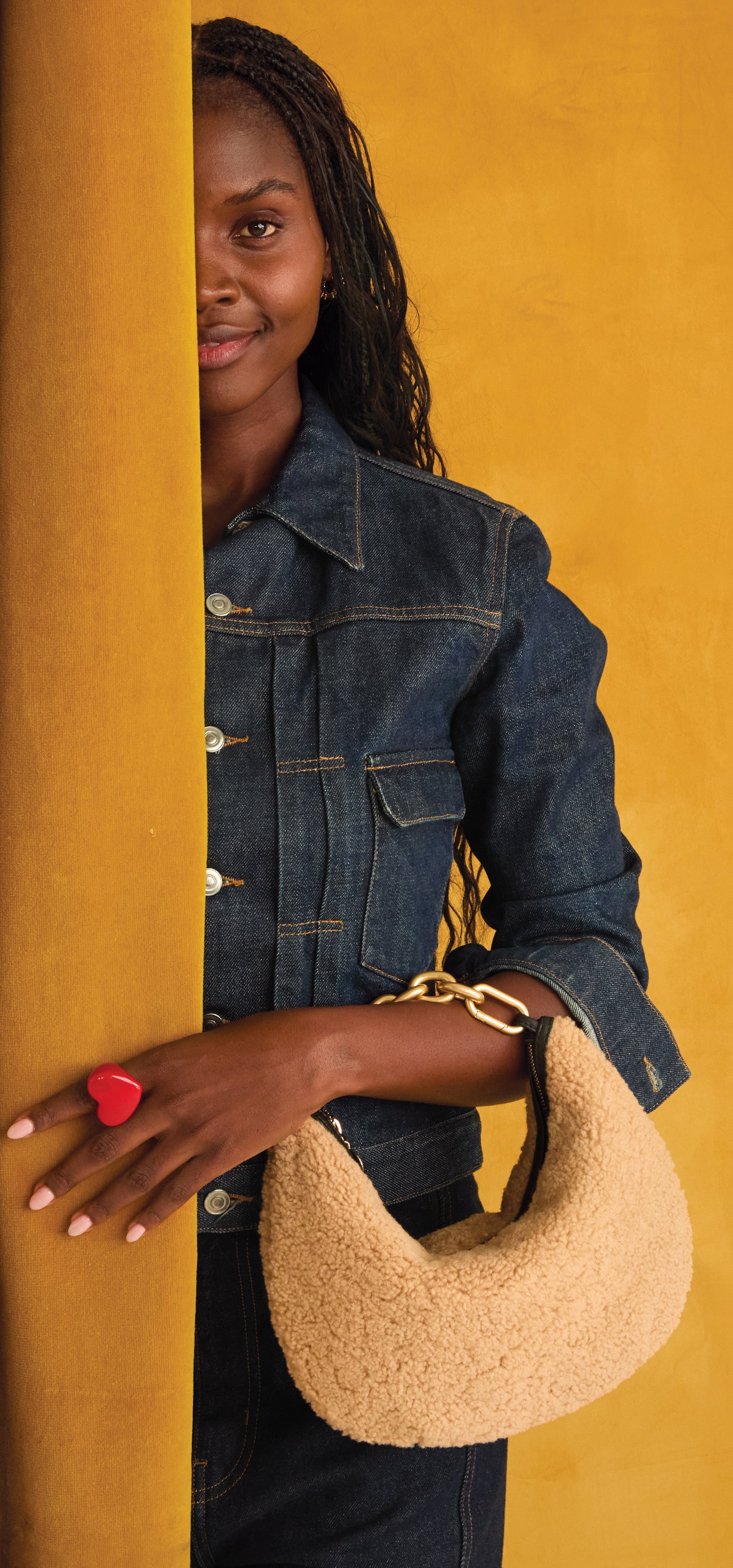 Shearling Lune with Top Handle Bébé.