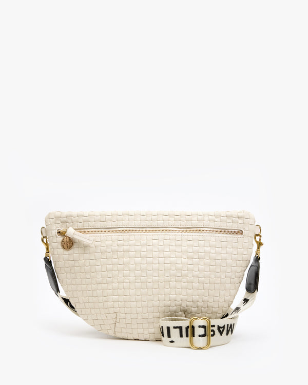 Masculin Féminin Adjustable Crossbody Strap on Grande Fanny in Cream Woven Checker