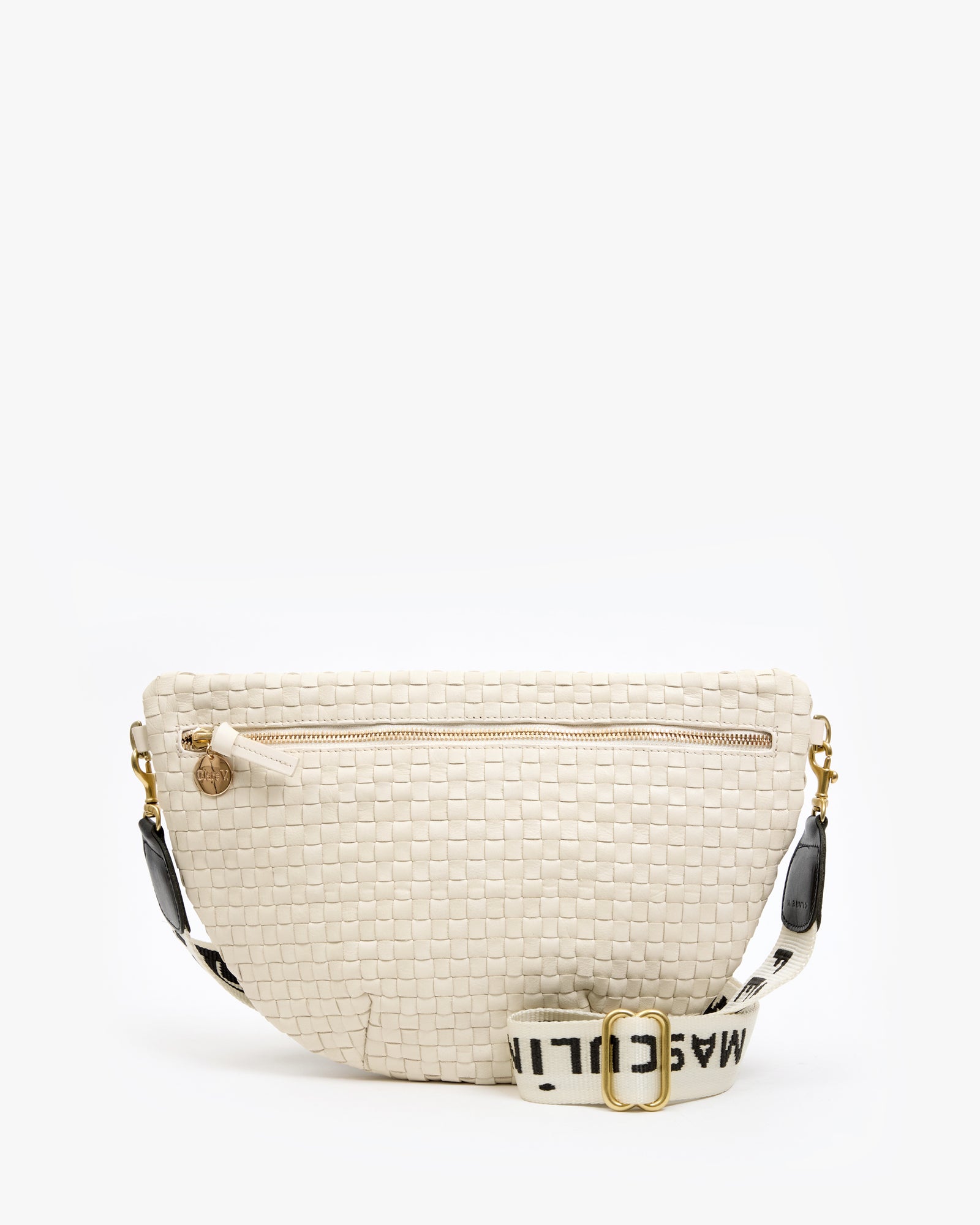 Masculin Féminin Adjustable Crossbody Strap on Grande Fanny in Cream Woven Checker
