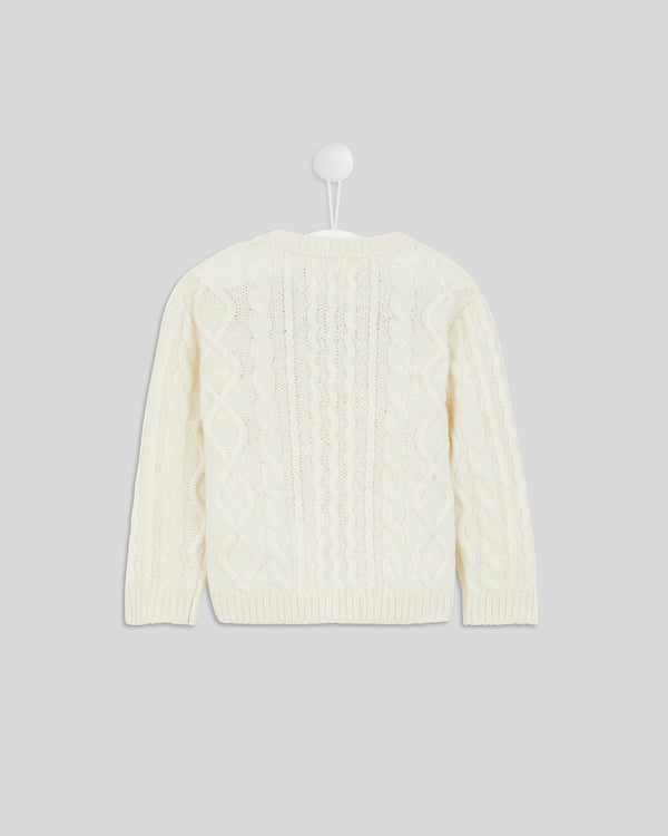 back image of the Baby Fisherman Sweater in Cream with Navy Charmant