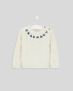 Baby Fisherman Sweater in Cream with Navy Charmant