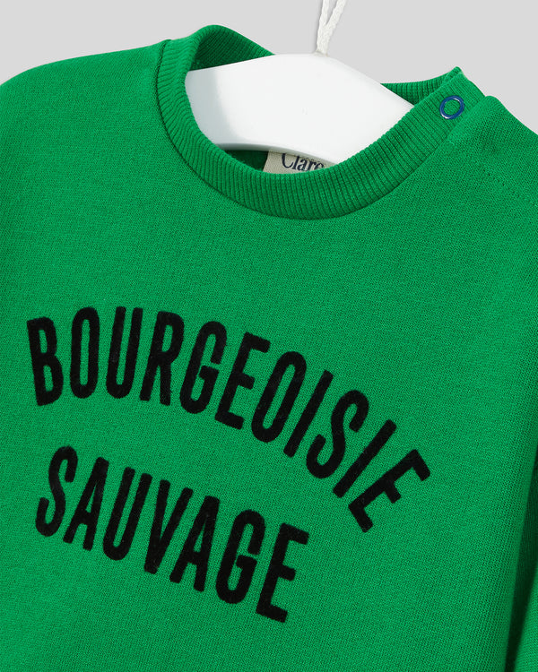 close up of the print on the Green w/ Black Bourgeoisie Sauvage Baby Sweatshirt