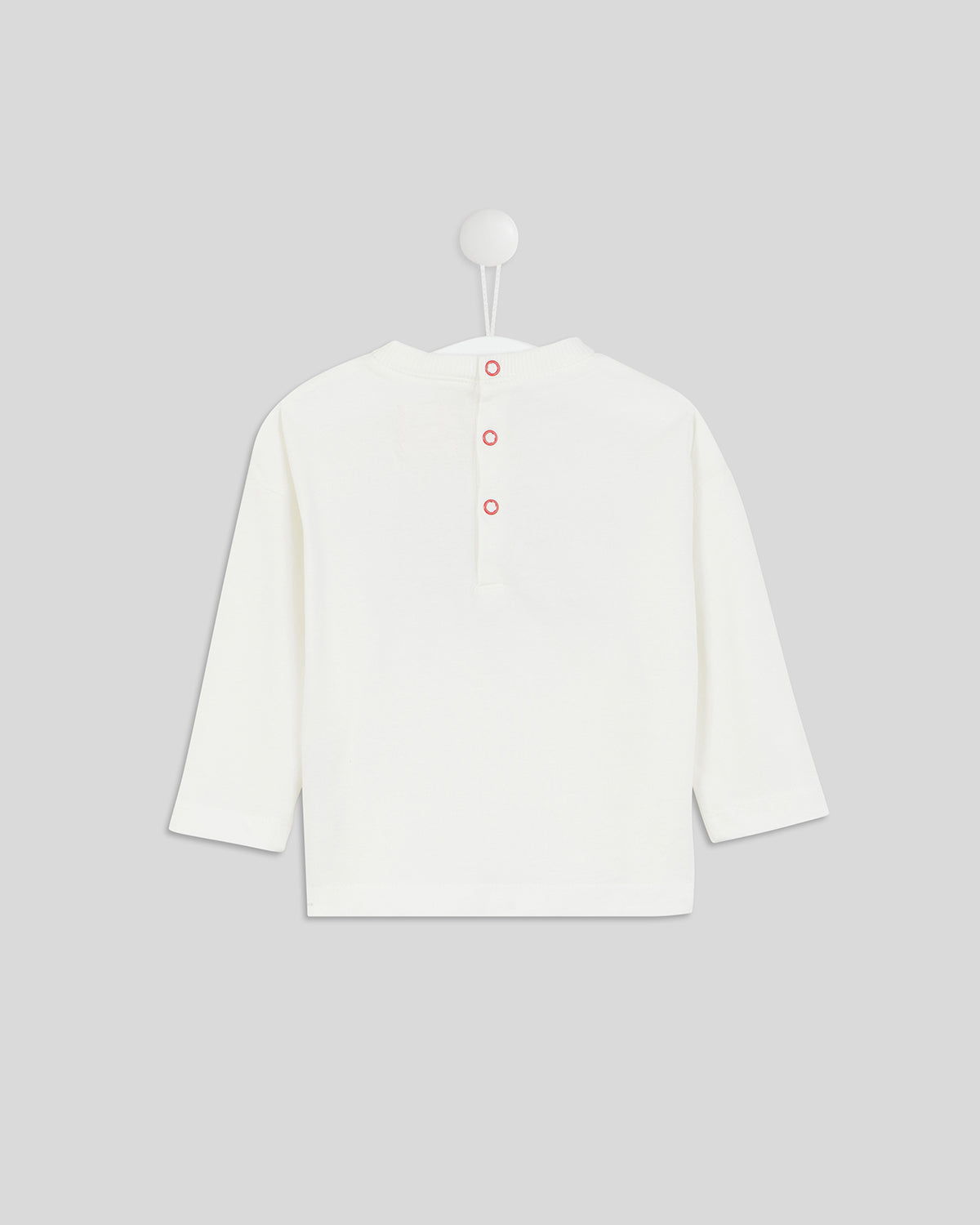 back image of the Baby Longsleeve Tee in Cream with Cobalt Charmant