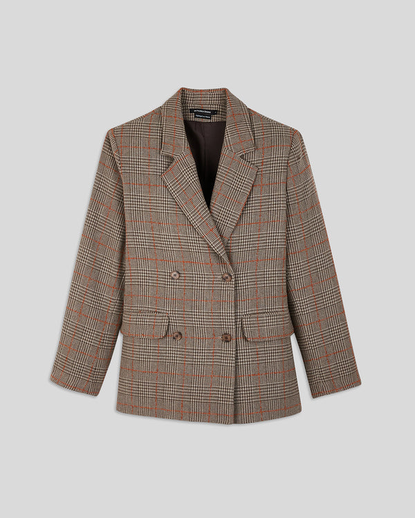 Grey Plaid w/ Orange Stitch Blazer