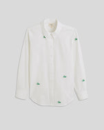 White w/ Green Embroidered Ciao Button Up Shirt
