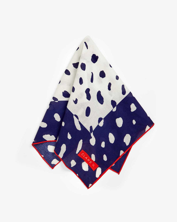 the Navy & Cream Jaguar bandana laying in a fold