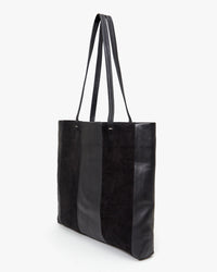 Back View of Black Suede & Nappa Bande Tote