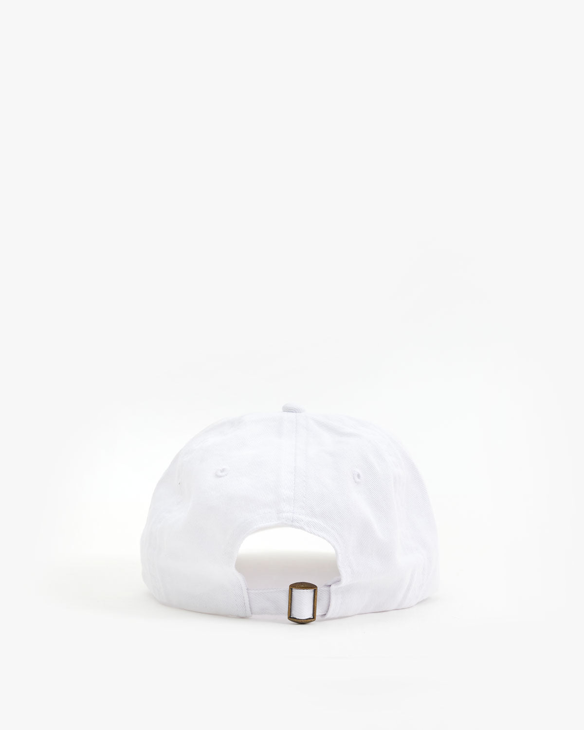 back view of the white with black and cobalt maison bourgneuf Baseball Hat 