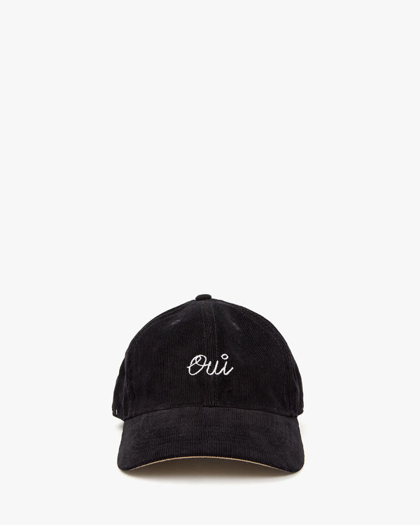 Black Corduroy Oui Baseball Hat