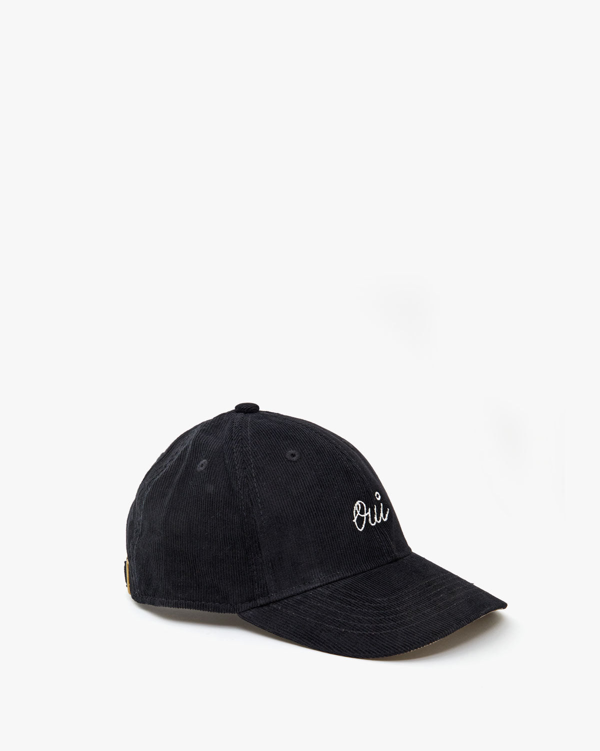 side view of the Black Corduroy Oui Baseball Hat