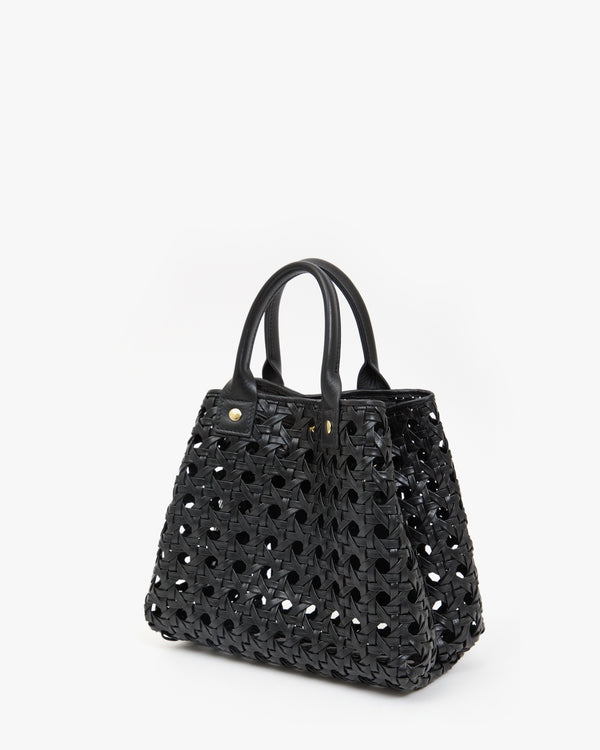 Bateau Bebe in Black Grande Rattan converted into a cinched shape using the interior snap hook