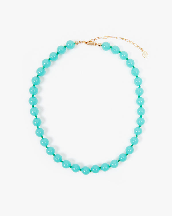 flat image of the Aqua Beaded Glass Strand Necklace