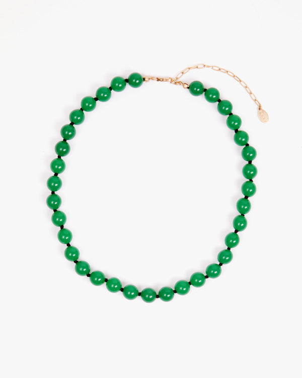 Emerald Beaded Glass Strand Necklace