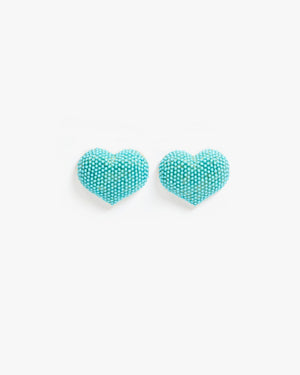 Beaded Heart Stud Earrings