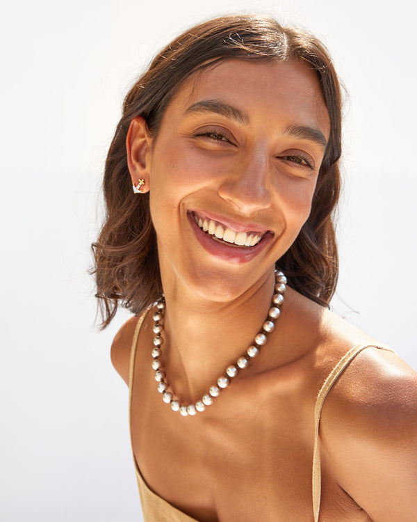 Beaded Strand Necklace on Haley smiling
