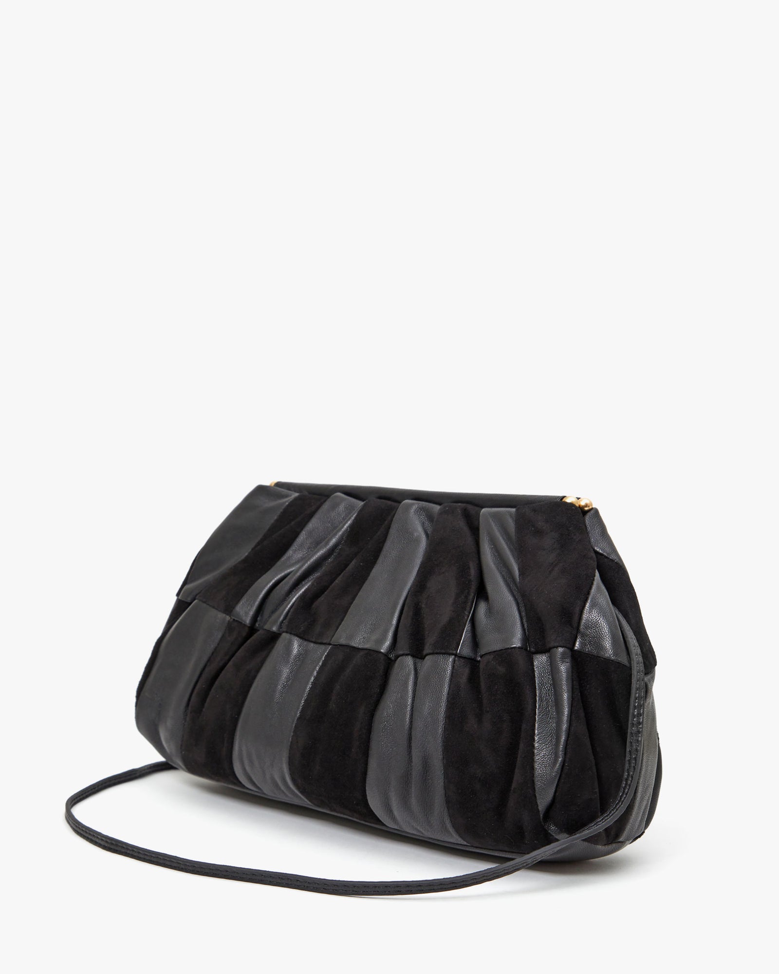 Clare V Foldover Clutch w/ Tabs Suede and Nappa Patchwork HB-CL-FO-100