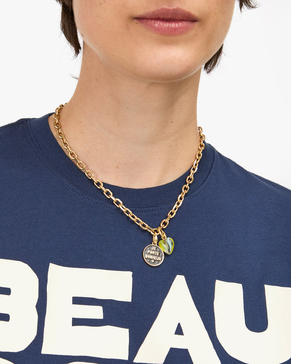 Bonheur Coin Charm on Charm Chain Necklace