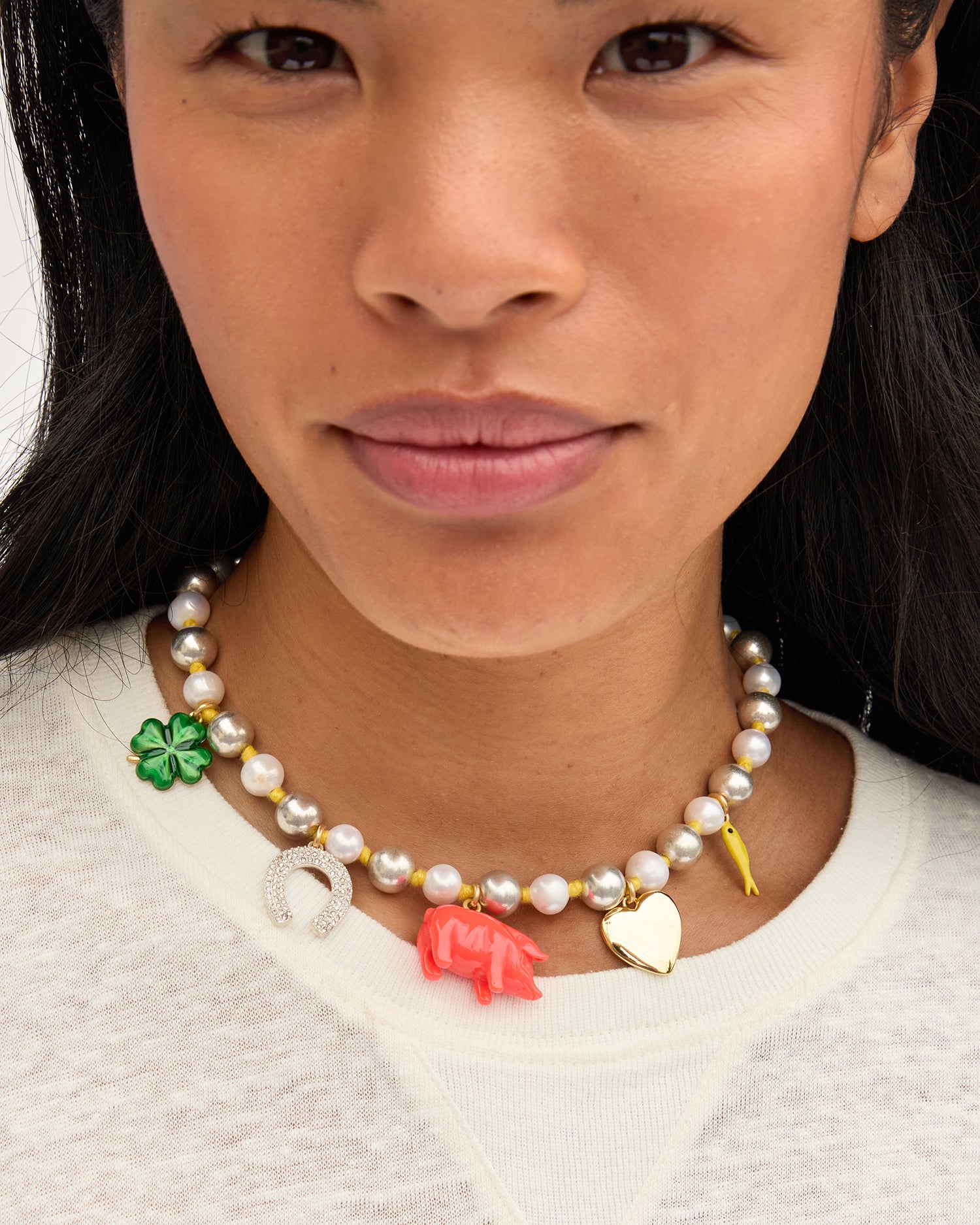 Bonne Chance Necklace on Sandra