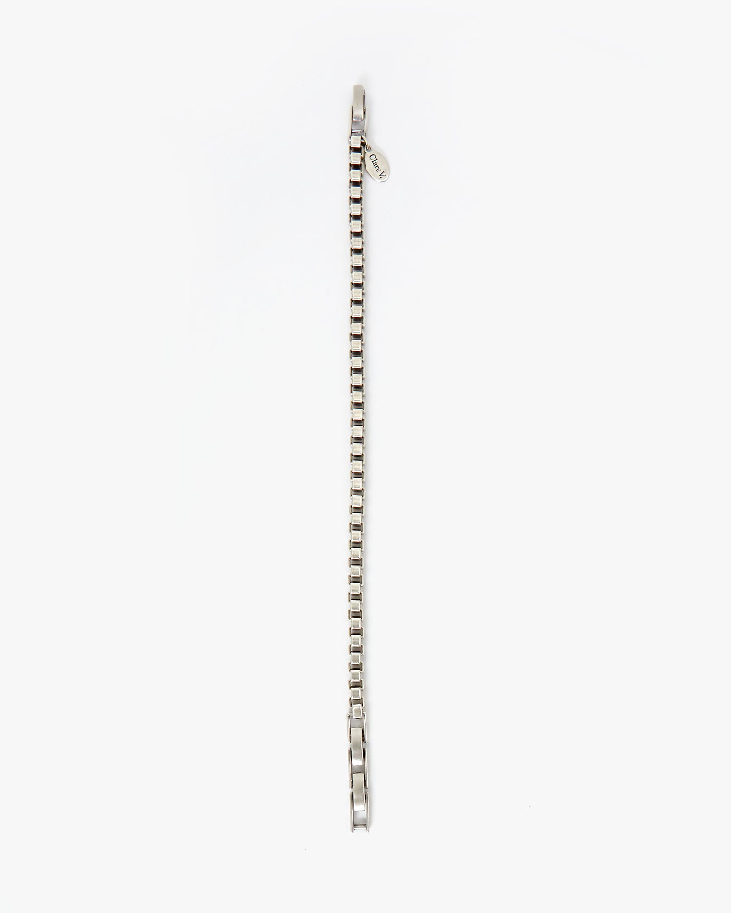 Sterling Silver Box Chain Bracelet unclasped 
