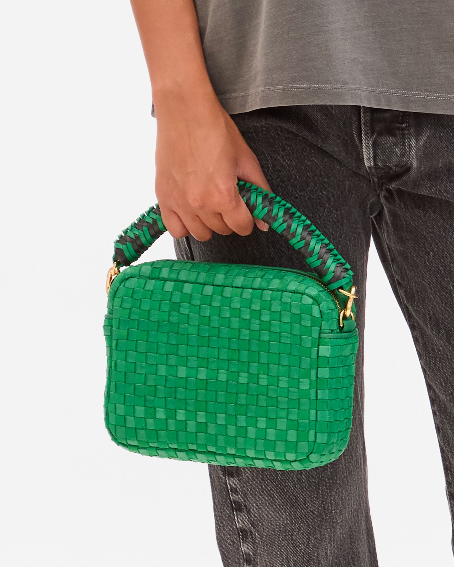 Holding Braided Top Handle on Midi Sac