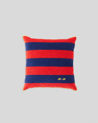 Navy & Poppy Stripes w/ Yellow Eyes Coussin