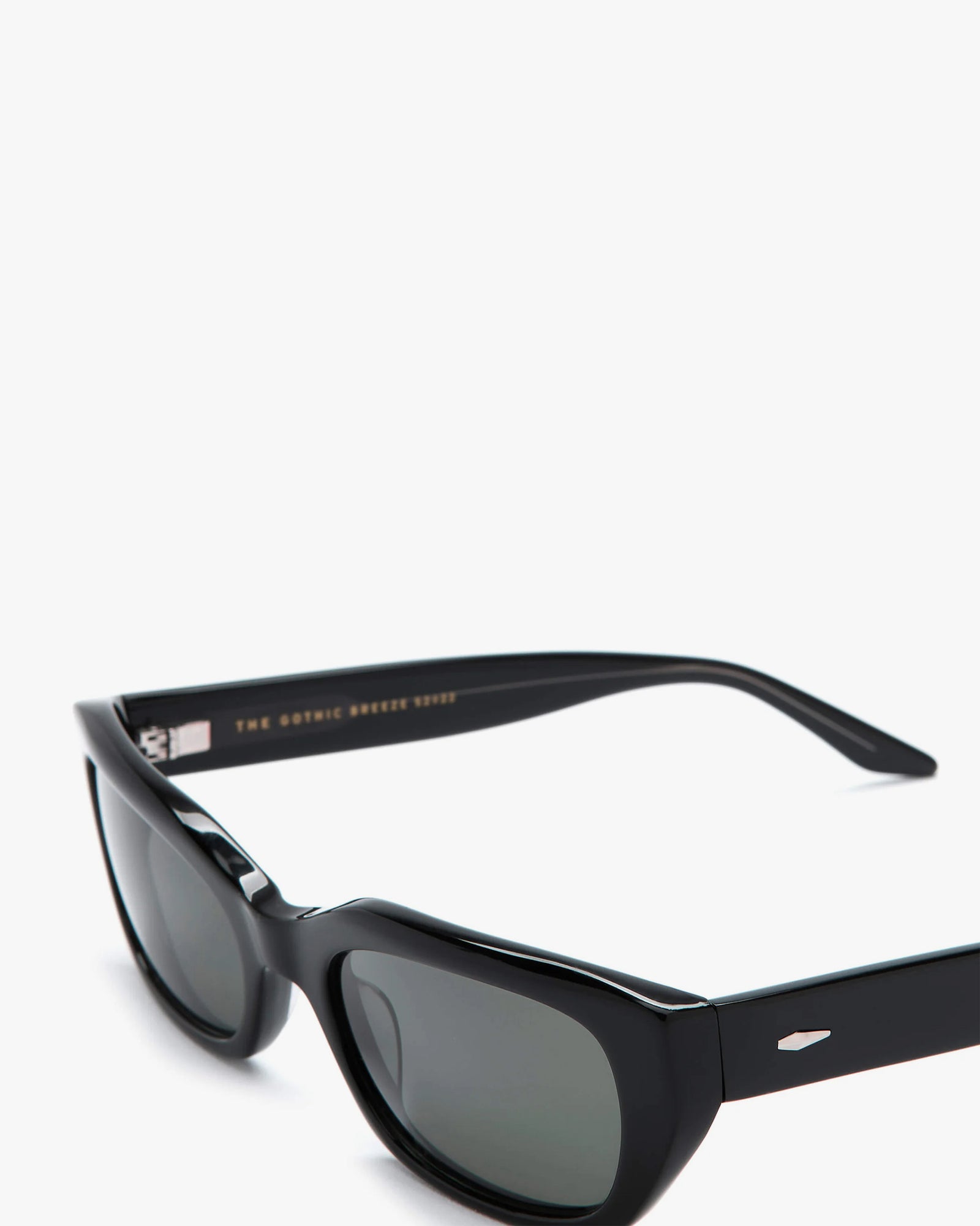 close up of the arms on the Black Gothic Breeze Sunglasses from CRAP Eyewear