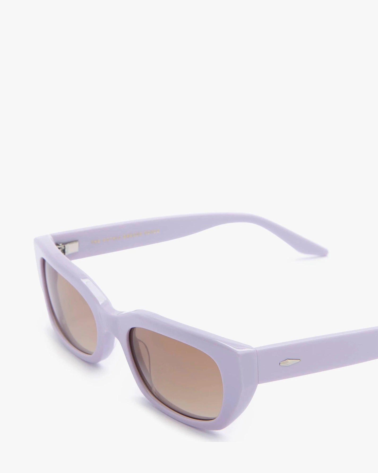 close up view of the arms on the Lavender Milk Gothic Breeze Sunglasses from CRAP Eyewear