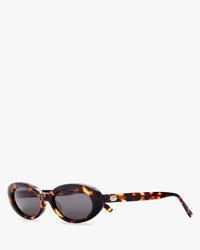 side angle view of CRAP Eyewear Sweet Leaf Sunglasses in Tortoise Bio