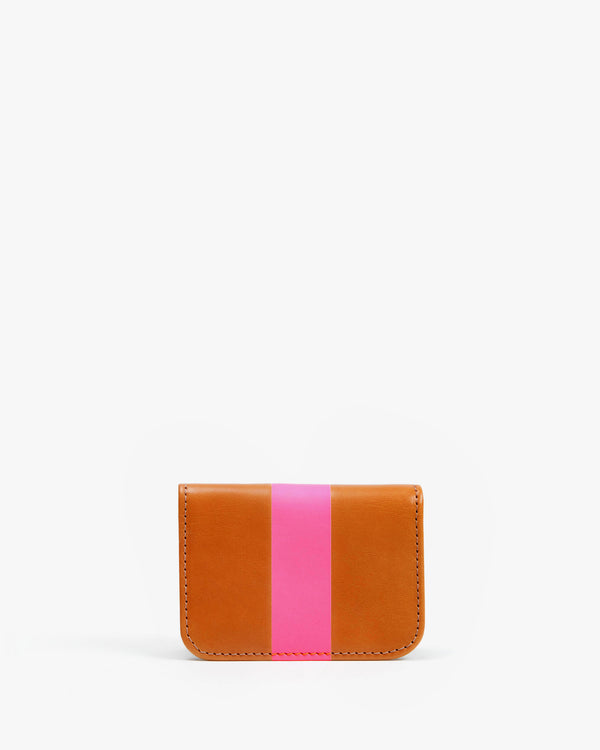 Cuoio with Neon Pink Stripe Card Case