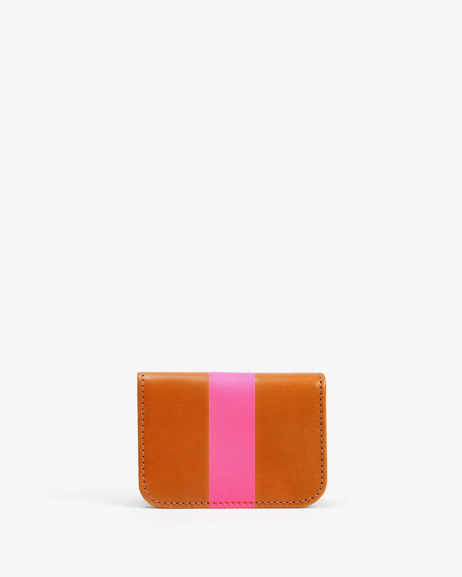 Cuoio with Neon Pink Stripe Card Case