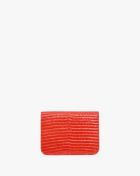Card Case in Red Embossed Lizard