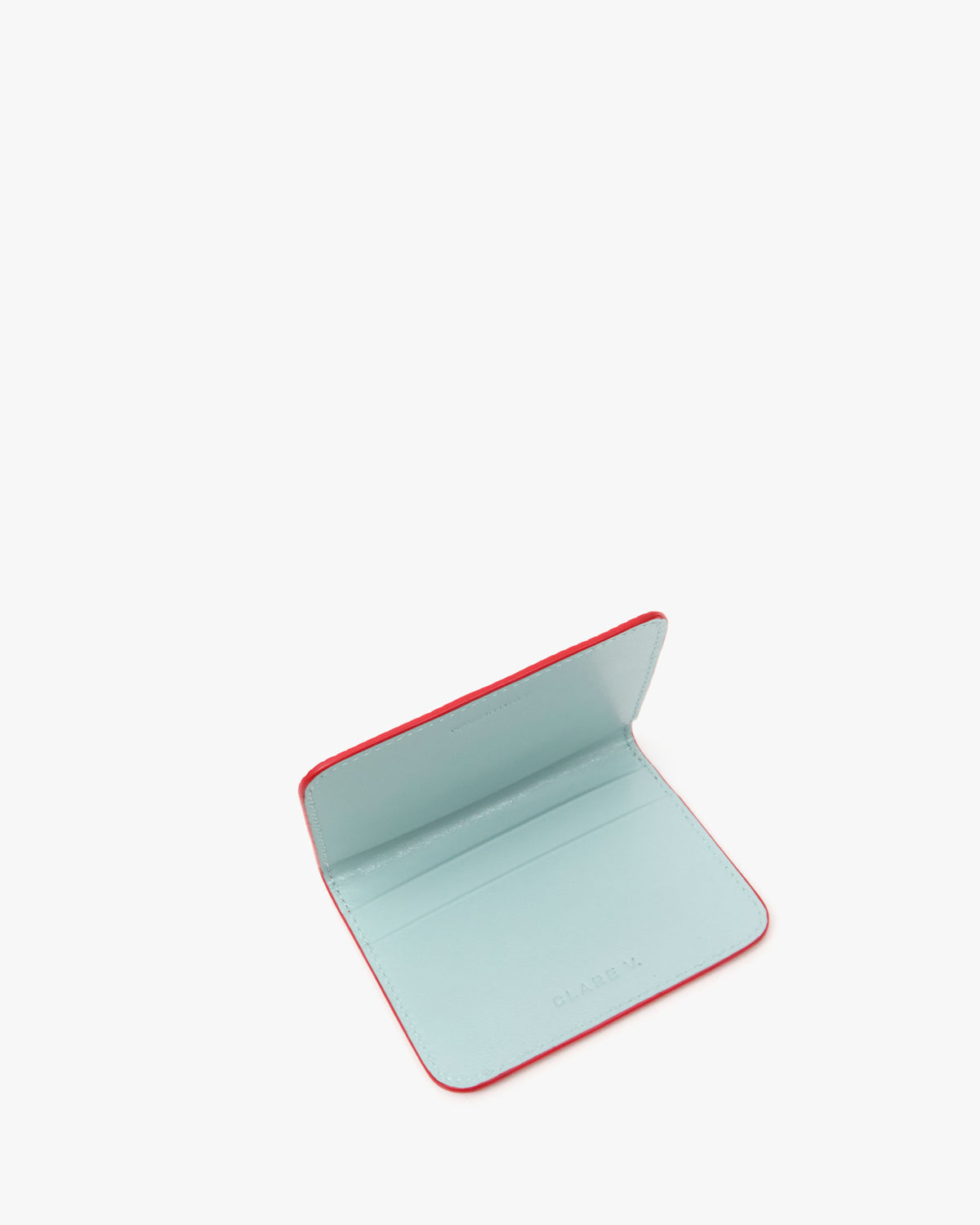 Interior View of Card Case in Red Embossed Lizard