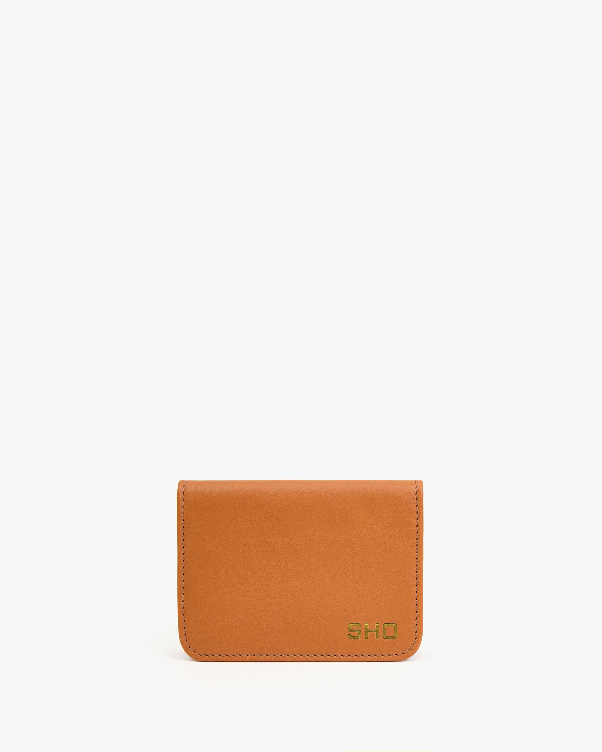 Cuoio Card Case with Gold Foil Monogram. 