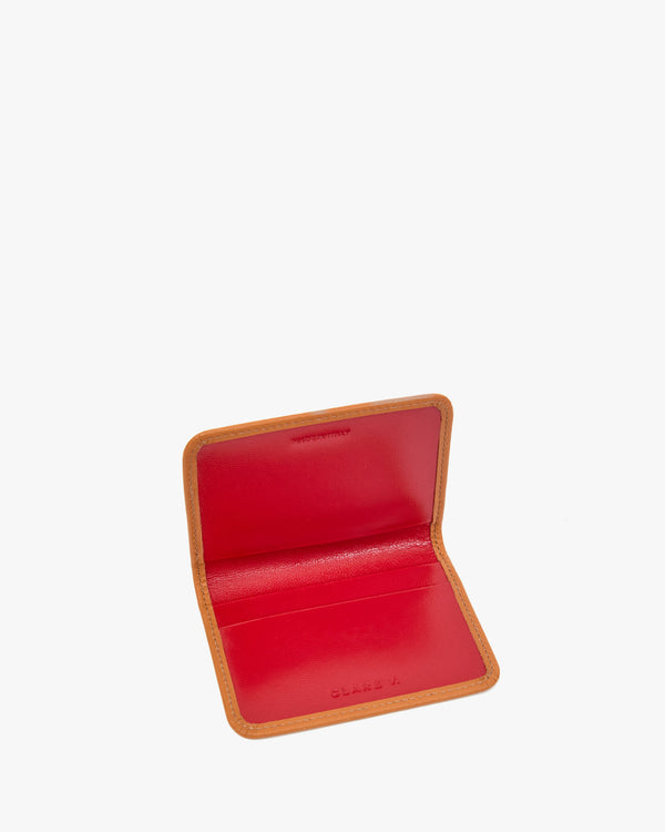 Red Interior of the Cuoio Card Case. 