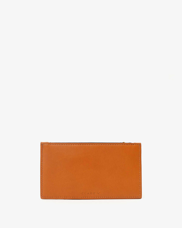 back view of the Cuoio with black & shell pockets Card Zip Wallet