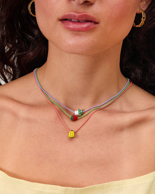 Ceramic Bead Necklace Set on model