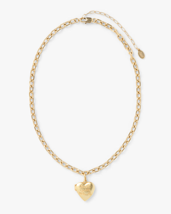 Charm Chain Necklace with Heart Locket Charm