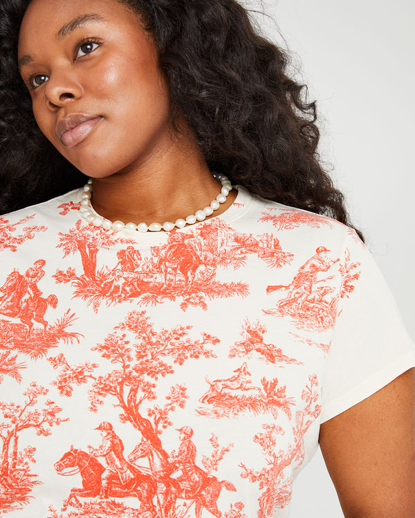 candice wearing the Classic Tee in Cream w/ Bright Poppy St. Calais Toile