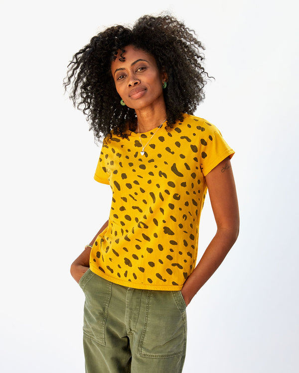 Mecca wearing the Marigold Jaguar Classic Tee