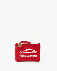 Cherry Red Liberez les Sardines Coin Clutch