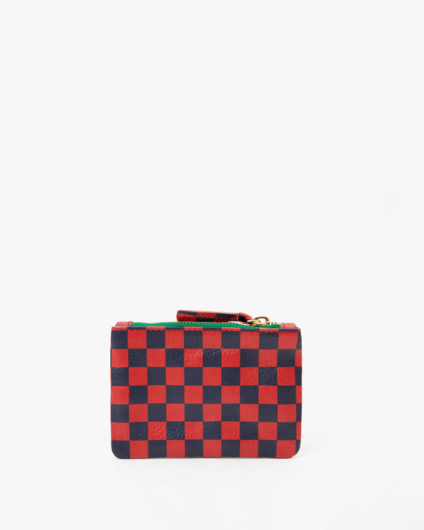 back image of the Red & Navy Checker Coin Clutch
