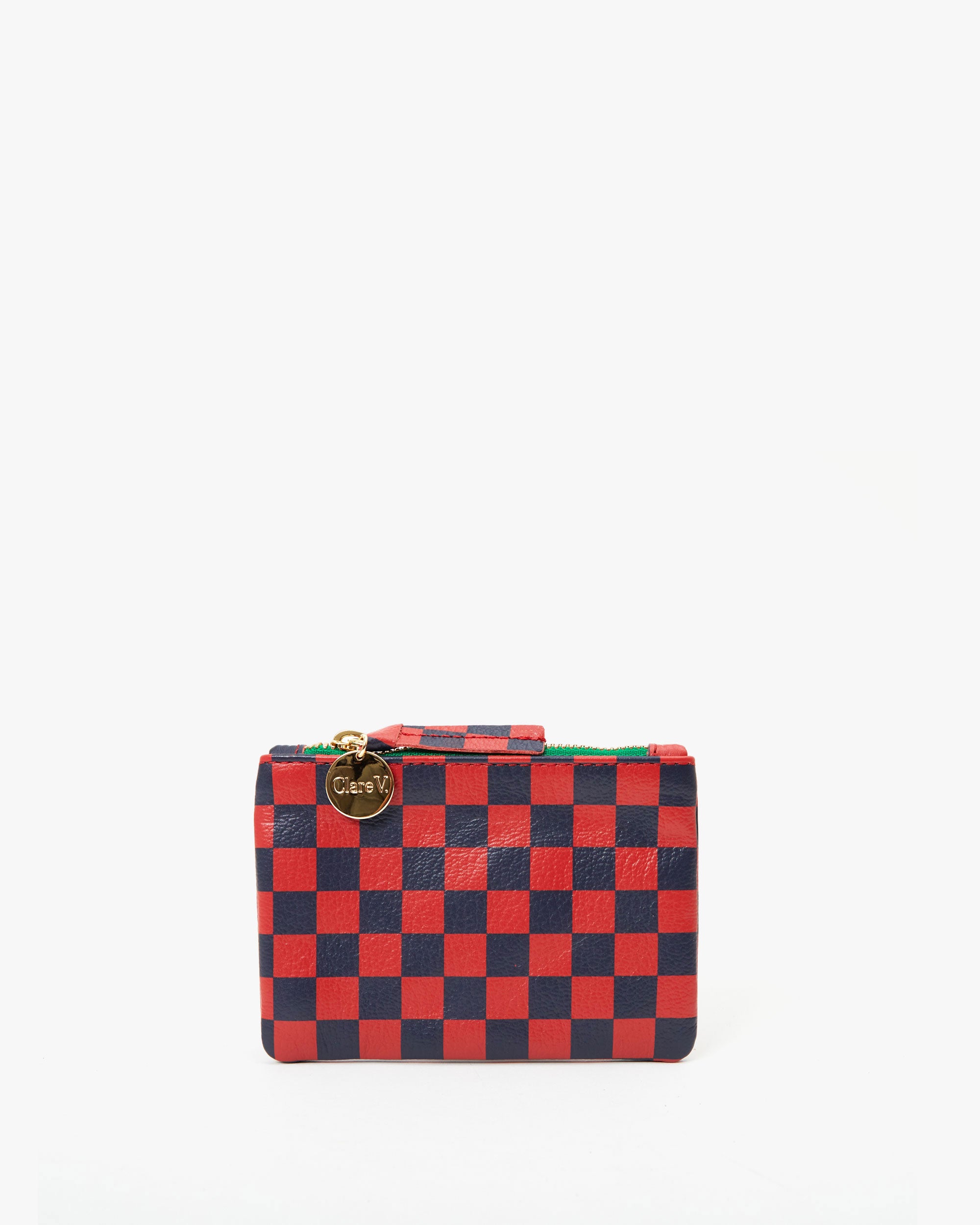 Clare V. Coin Clutch Red & Navy Checker