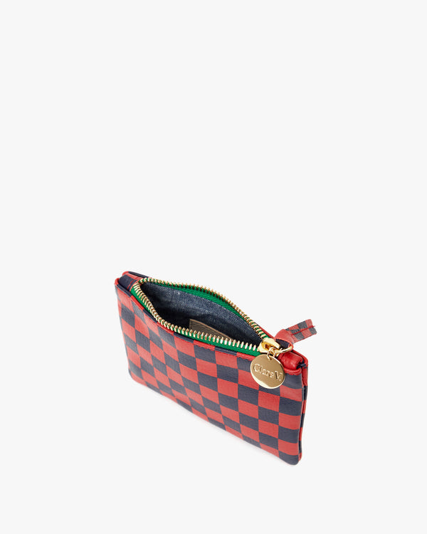 interior image of the Red & Navy Checker Coin Clutch