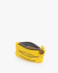 Sunflower Surrealisme Coin Clutch interior showing the chambray lining. 