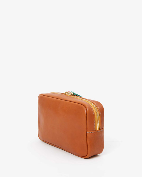 back image of the Cuoio with Emerald & Poppy Cosmetic Case
