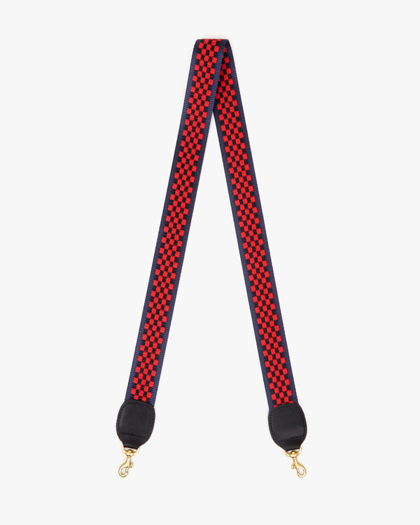 Navy & Red Checker Crossbody Strap